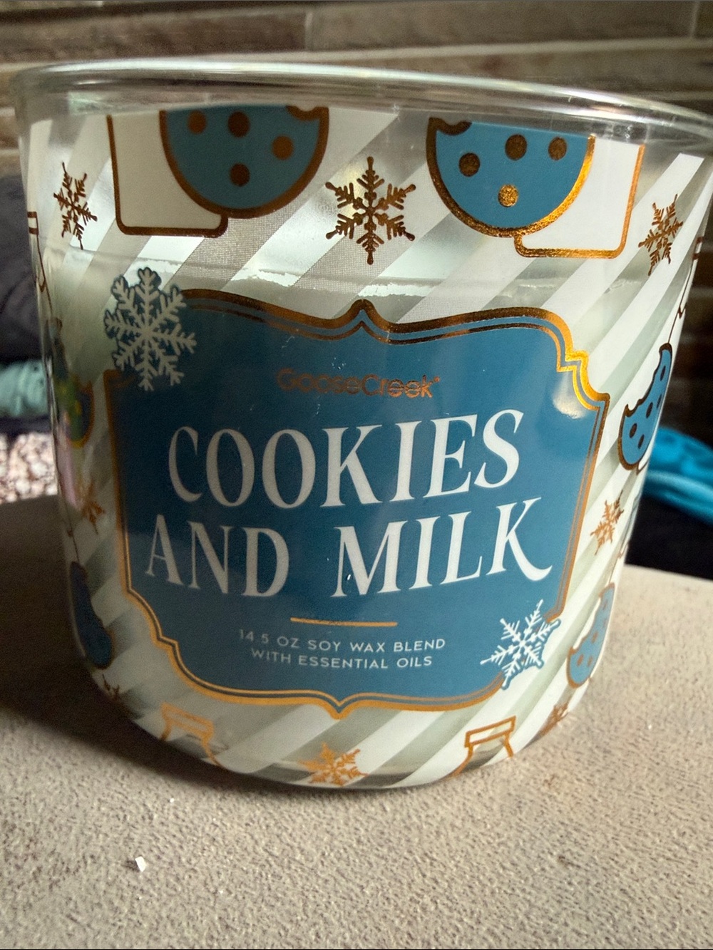 Goose Creek Cookies and Milk Scented Candle - Blue & Gold
